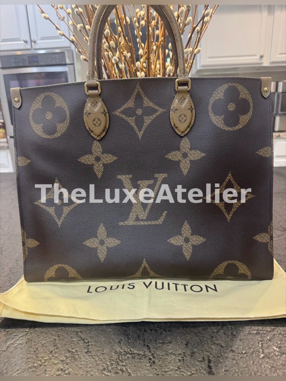 Authentic Louis Vuitton Monogram OnTheGo GM Tote Bag in Brown